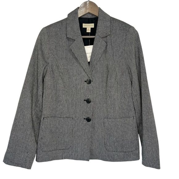 Appleseeds Blazer Jacket Womens 8 Silk Cotton Black 3 Button Pockets - Picture 1 of 9